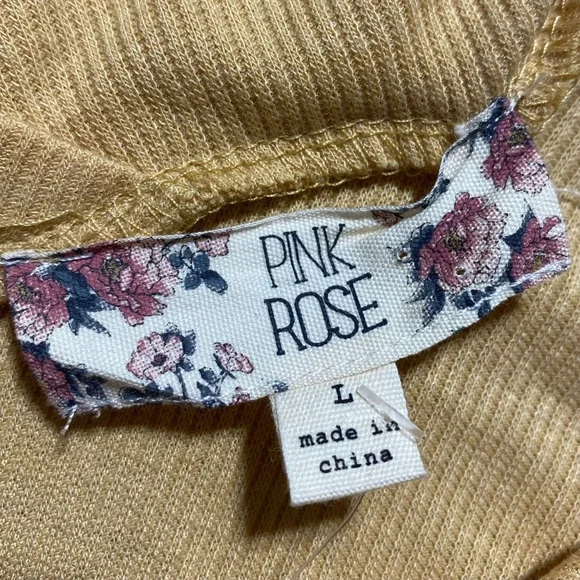 Pink Rose Womans V-Neck Long Sleeve Side‎ Slit Top  Size Large Sunnyside - Picture 5 of 10